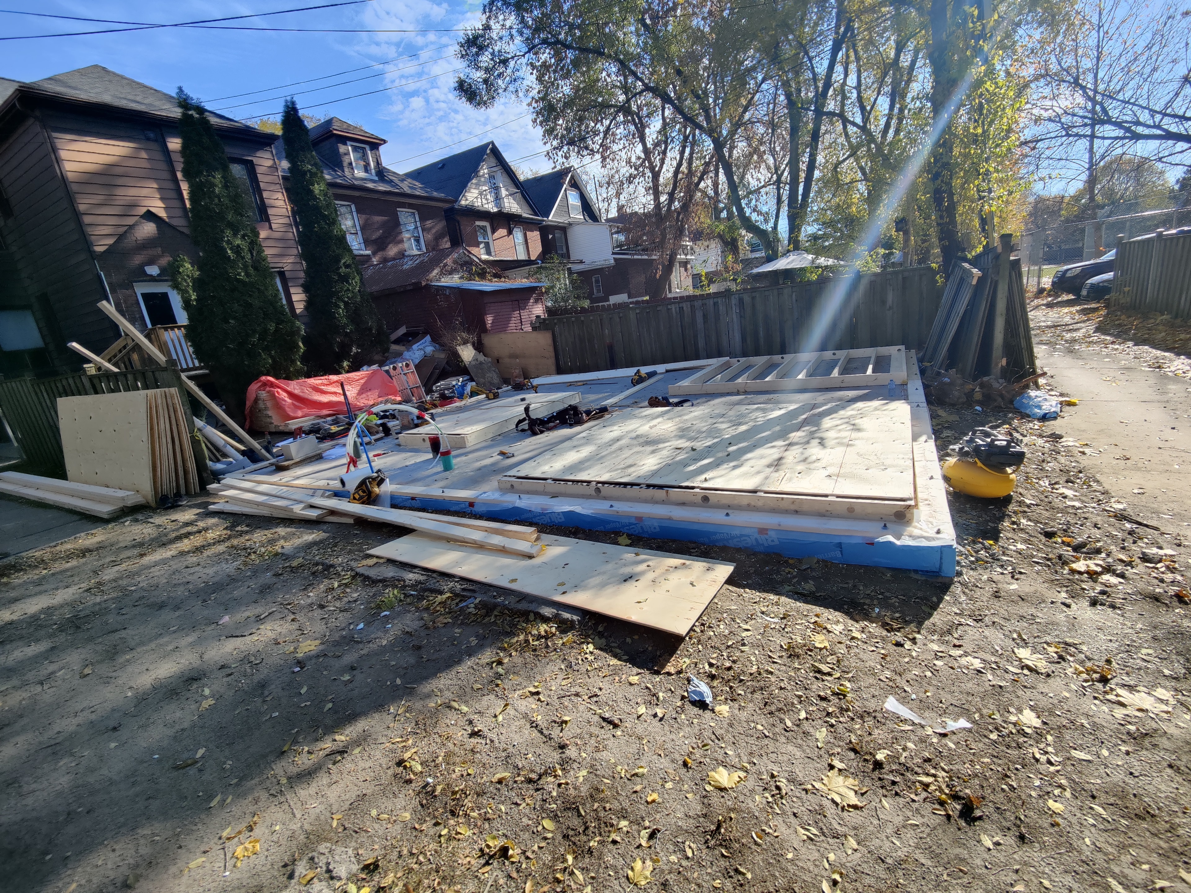 Laneway house floor framing in progress