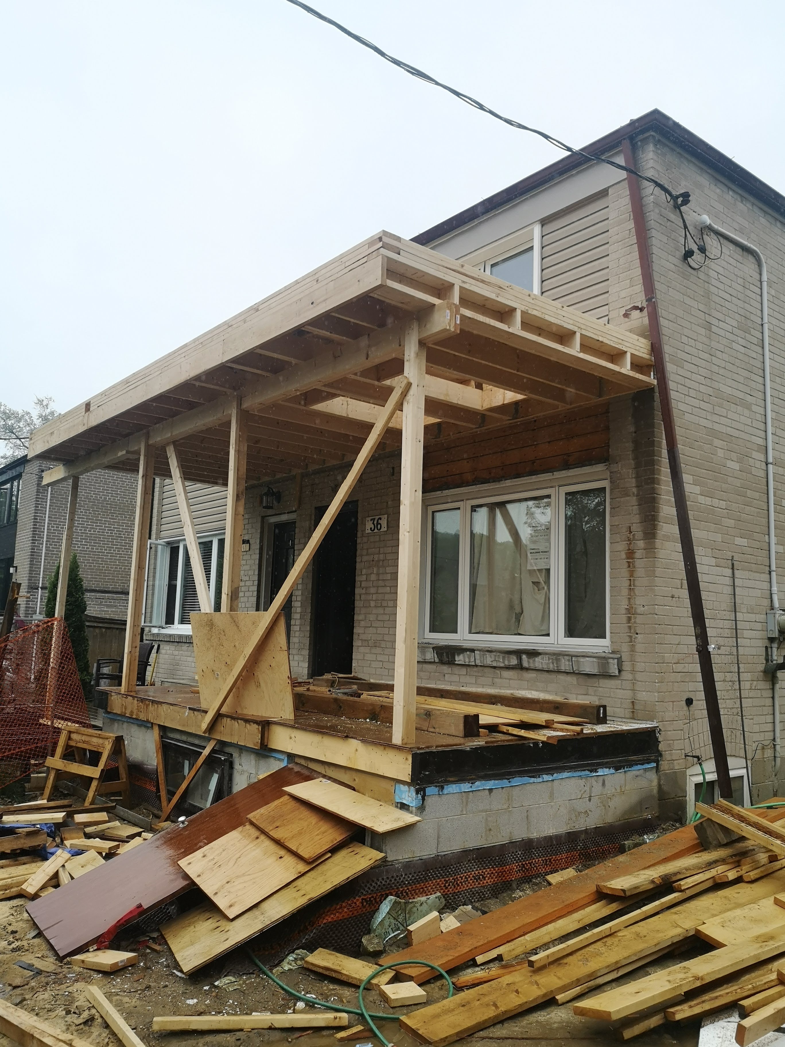 Porch framing under construction