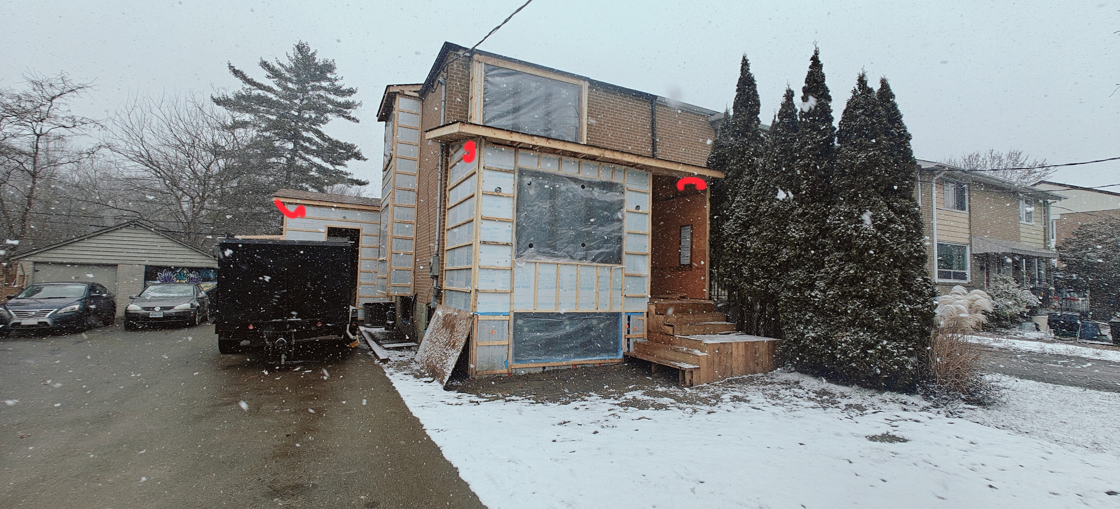 House renovation in winter conditions